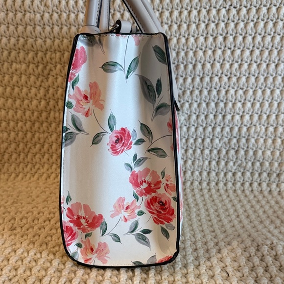 Nine West White Satchel with Pink Floral Print - Picture 3 of 8